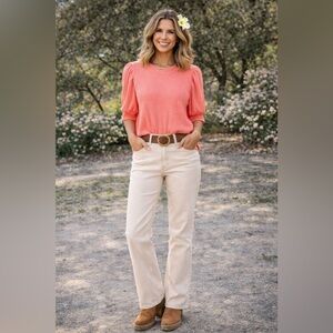 Judy Blue Women's Straight Leg Cream Jeans